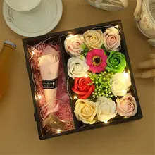 Подарок на день Святого Валентина, светящееся мыло, цветок розы с подарочной коробкой, подарок на Рождество, свадьбу, день рождения, День Святого Валентина, искусственный цветок