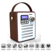 DAB Stereo Digital Radio Bluetooth USB FM Audio Receiver MP3 Record Player Portable Rechargeable Wood Retro LCD Display