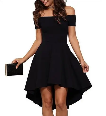 

Hot Summer lady Sexy Slash Neck Short Sleeve Party Dress Off Shoulder Elegant vestidos cortos de fiesta Dresses vestido feminino
