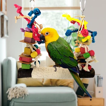 

Parrot Hanging Toy Pet Bird Parrot Climb Chew Rope Toys Birds Chewing Bite Cage Swing Toy Birds Cage Decoration
