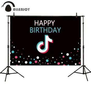 

Allenjoy Happy birthday tok tik party backdrop photography colorful Polka dot musical Symbol customize background photobooth
