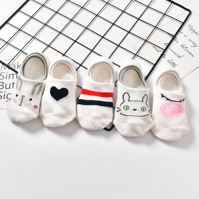 10 Piece=5 Pairs/lot Cute Animal Spring Women Socks Set Korean Style Funny Cat Dog Panda Low Cut Ankle Short Sox Happy Size34-40 7
