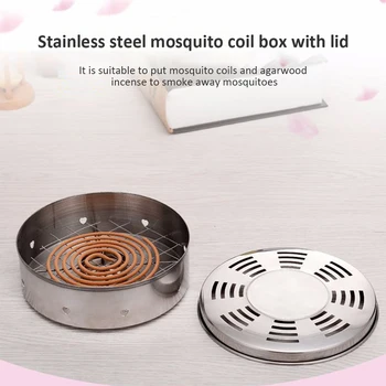 

Mosquito Coils Holder Metal Insect Repellent Rack With Cover Round Mosquito Coil Box Pest Control Reject Mosquito Killer Plate