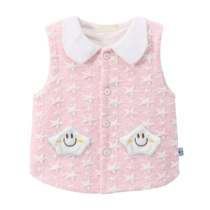 Loving Thin Unisex Baby Vest Children Kids Female Spring Autumn Cotton Soft Comfortable Turndown Collar Outerwear - Цвет: AP