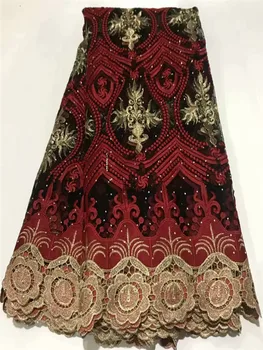 

Top Sale African Cord Lace Fabric wine red Nigerian Guipure Cord Lace Fabric Latest French Guipure Lace Fabric For Dress FST318