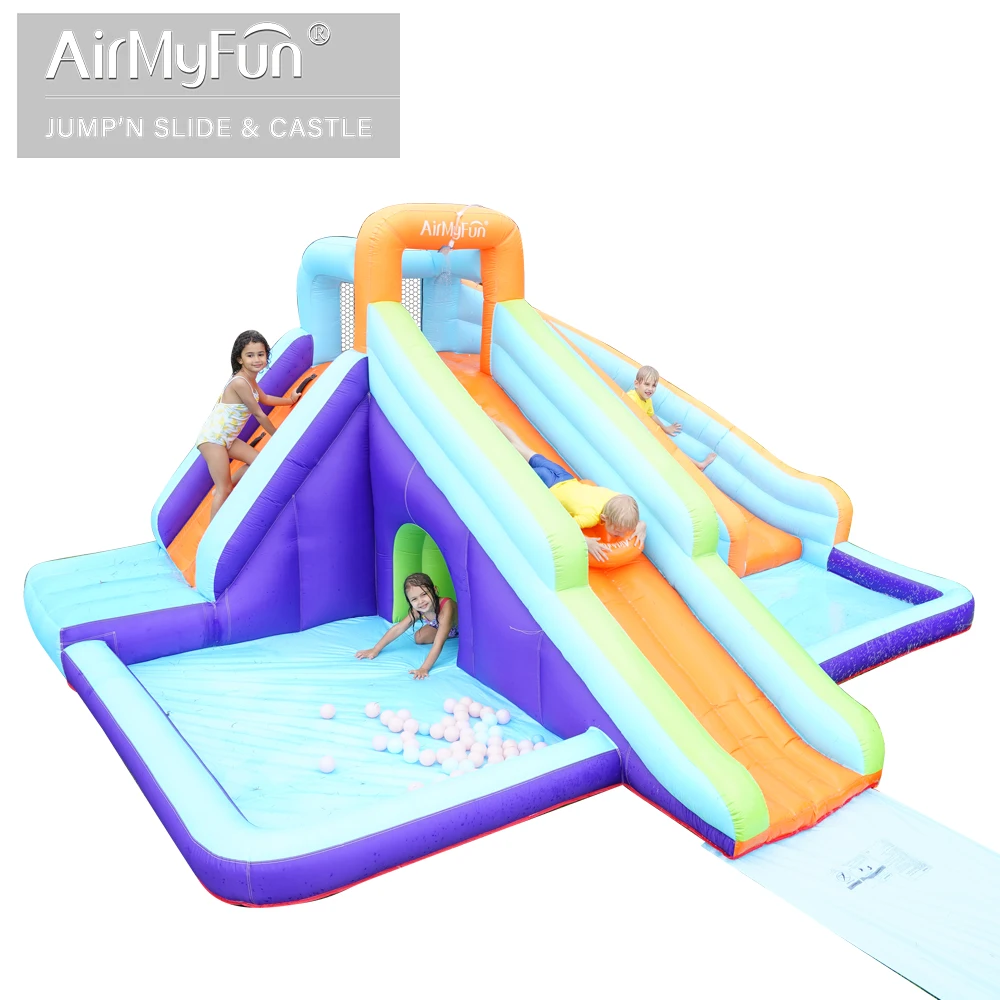

Double Water Slider Inflatable House Bouncy Castle Water Slide with Pool for Kids Park