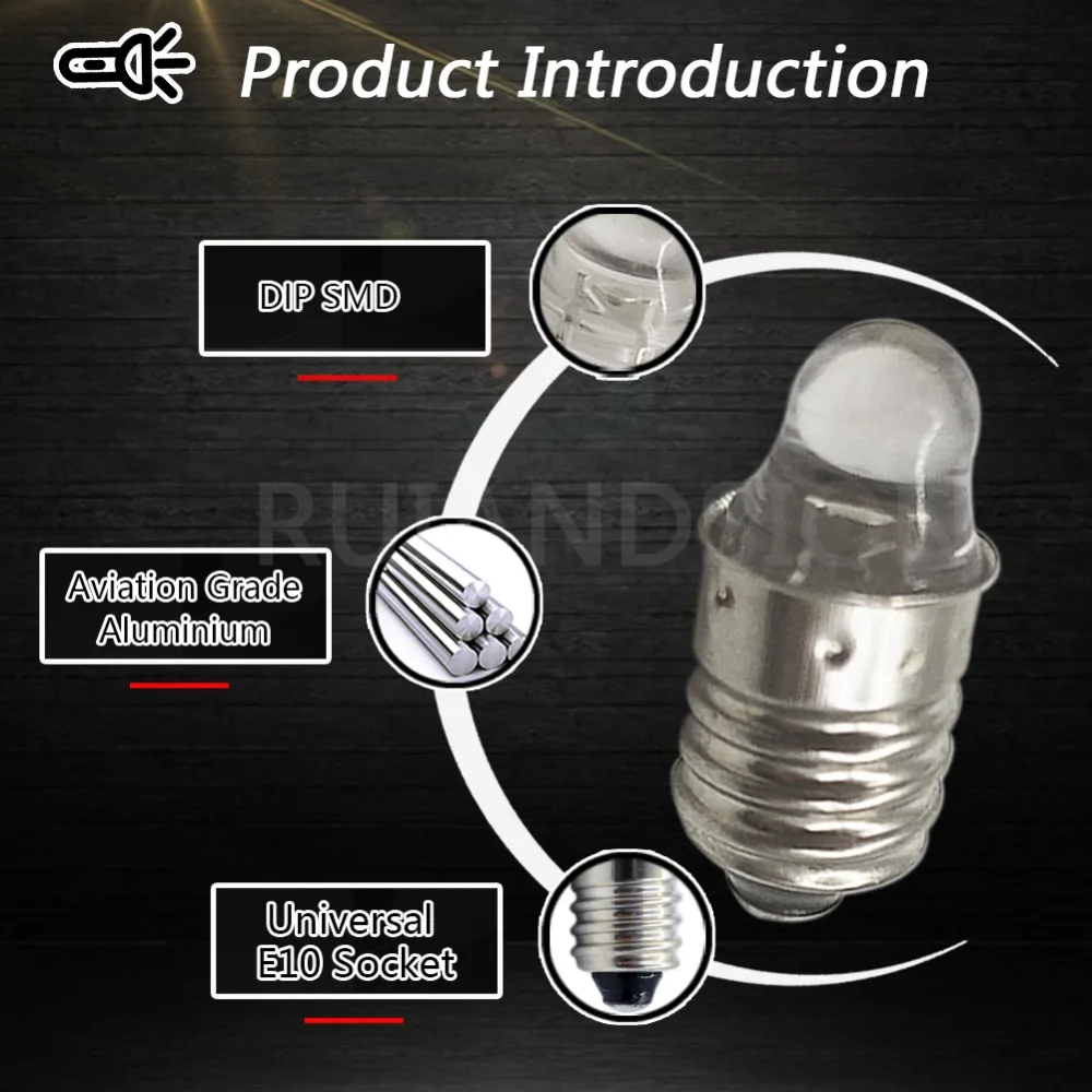 2pcs Xenon white E10 screw base LED torch headlight flashlight bulb 3V Wholesale Warm white 2pcs Xenon white E10 screw base LED torch headlight flashlight bulb 3V Wholesale Warm white
