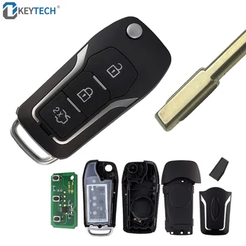 

OkeyTech Folding Car Remote Key For Ford Mondeo Mk4 Mk7 Fiesta Focus Ranger 3 Buttons 433MHz Modified Auto Car Key FO21 Blade