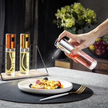 

Kitchen Oil Spray Squeeze Bottle Push-type Oil Dispenser Glass Pot Leak-proof Drops Seasoning Kettle BBQ Tool Vinegar Sprayer