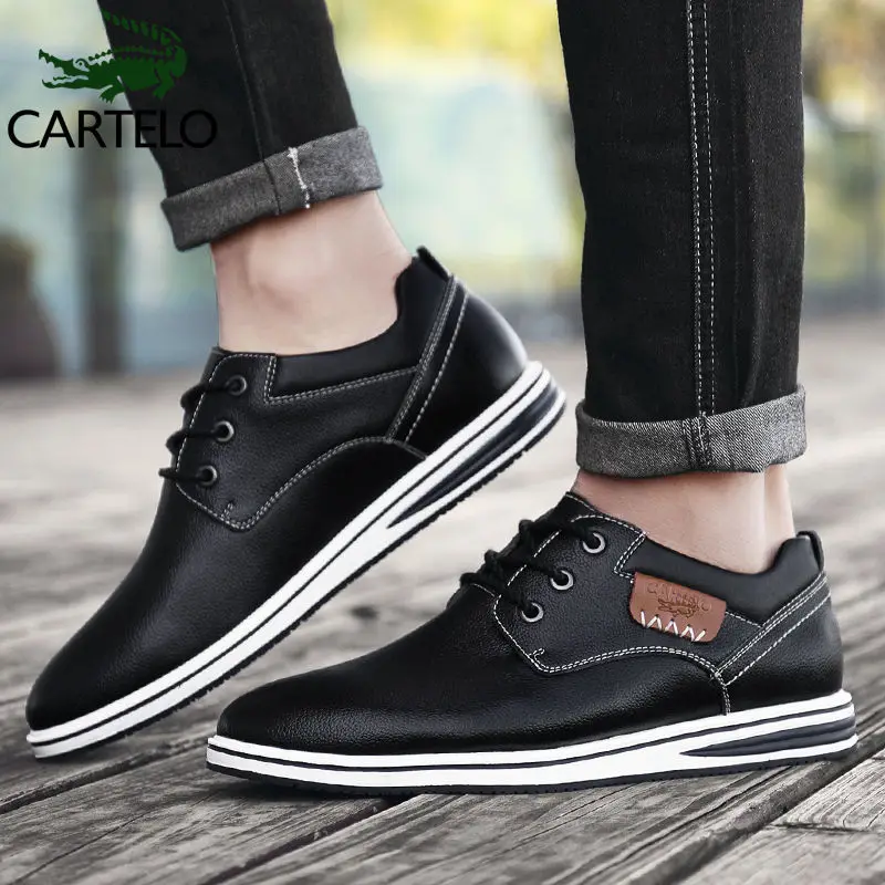 

CARTELO MEN'S SHOES 2020 Spring And Autumn England Youth Full-grain Leather Casual Shoes Men Genuine Leather Fashion Leather Sho