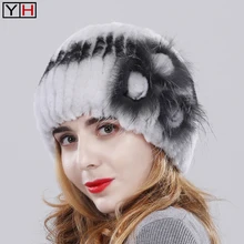 Для женщин Hand-made рекс мех Шапки Леди Теплый натурального меха шапки из меха кролика рекс модная одежда для девочек натуральный настоящий мех кролика Шапки