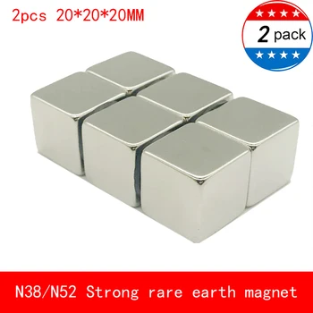 

2PCS cube 20x20x20mm N52 Super Strong Rare Earth Magnet Permanent N38 N52 Magnets 20*20*20MM