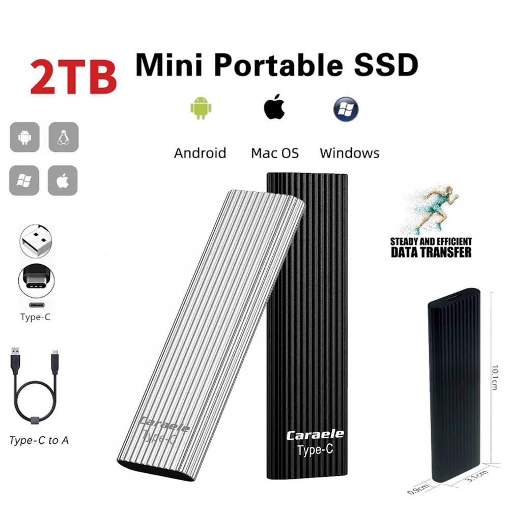 High Speed External Hard Drive SSD 2TB 1TB 500G TYPE-C USB 3.1 Gen1 Mobile External Solid State Drives for Laptops desktop