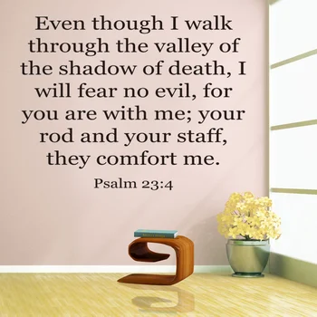 

1PC Removable Non-toxic Peel and Stick Psalm 23:4 Wallpaper Wall Sticker Wall Decals Wall Art