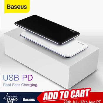 

Baseus Ultra Thin 10000mAh Power Bank USB Type C PD Fast Charging Powerbank 10000mAh Portable External Battery Charger For Phone