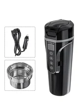  450ml Stainless Steel 12V 24V Electric Car Heating Water Cup LCD Display Temperature For Kettle Coffee Tea Milk Heated 
