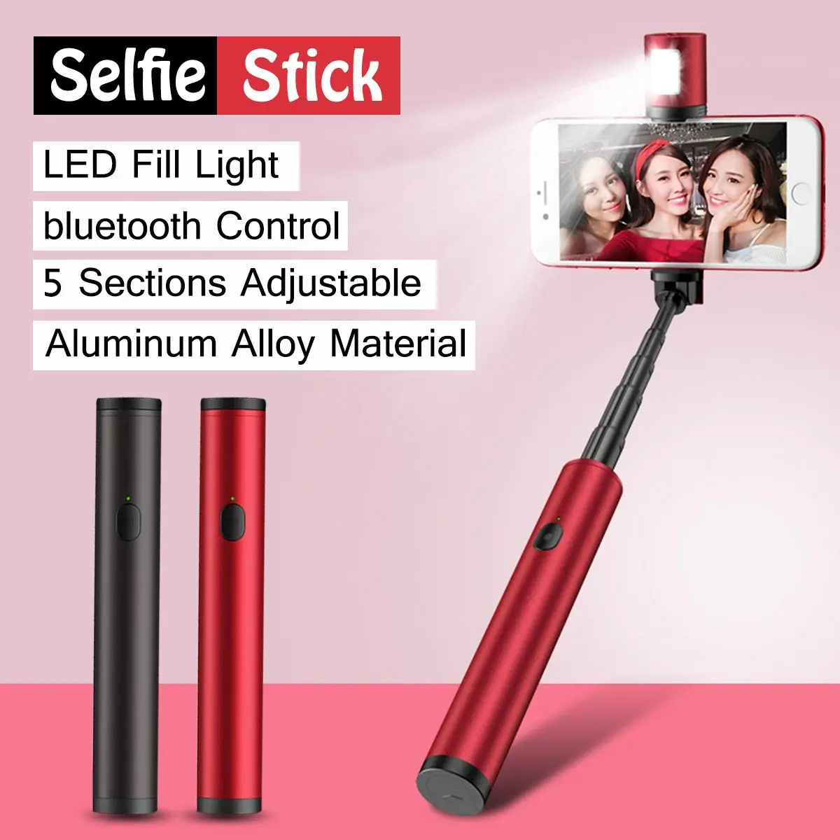 

Portable Mini Selfie Stick bluetooth Wireless Extendable Handheld Foldable Small Lightweight Selfie Stick With LED Fill Light