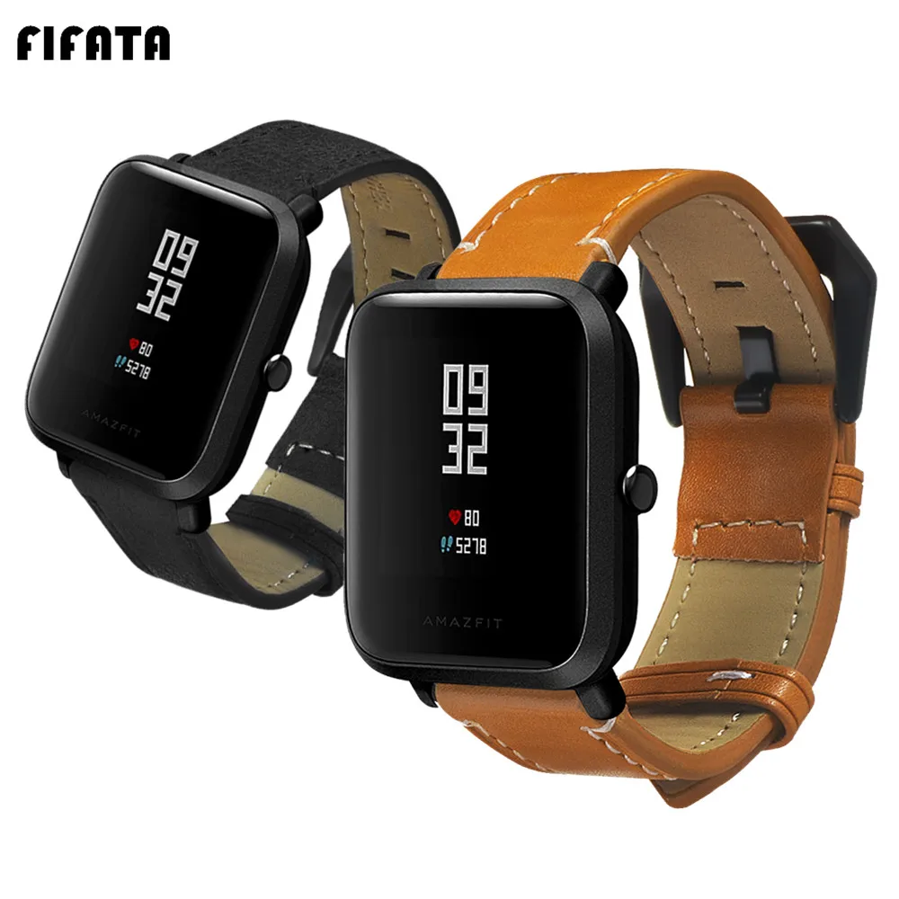 FIFATA кожаный ремешок высокого качества для Huami Amazfit Bip GTS GTR 42 мм часов заменить