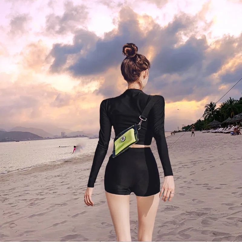 Women Sport Beach Wear Two Pieces Bathing Suit High Waisted Long Sleeves Sumemr Surfing Suit Padded Rashguards women sport swimsuits