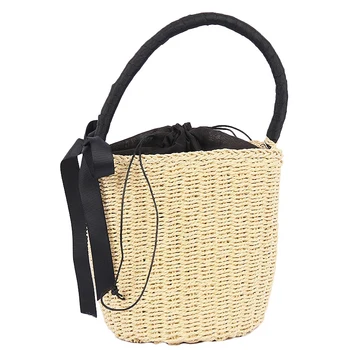 

Casual Women Handbags Summer Beach Straw Bags Woven Female Totes Lady Buckets Bag Travel Purse