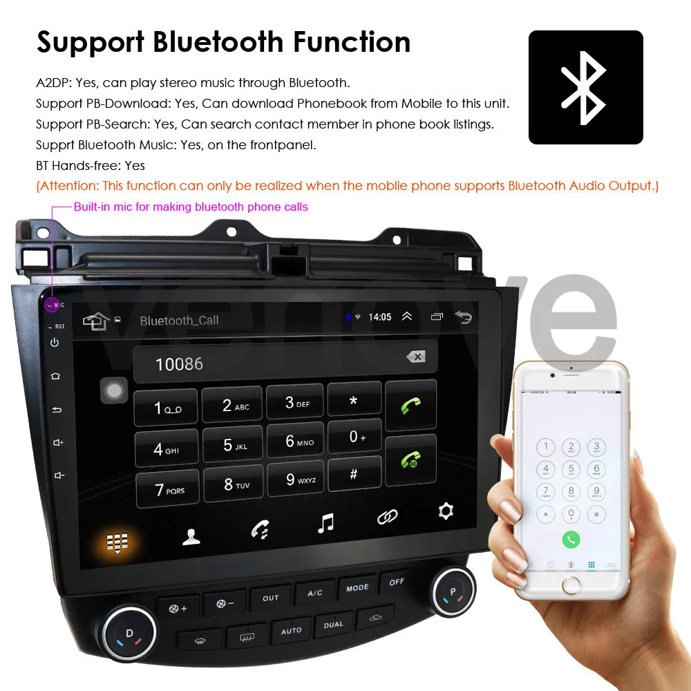 Best Android 9.1 2Din Car Radio Multimedia Player For Honda Accord 7 2003-2007 Car GPS Navigation Auto Stereo Supports Rearview Camera 2