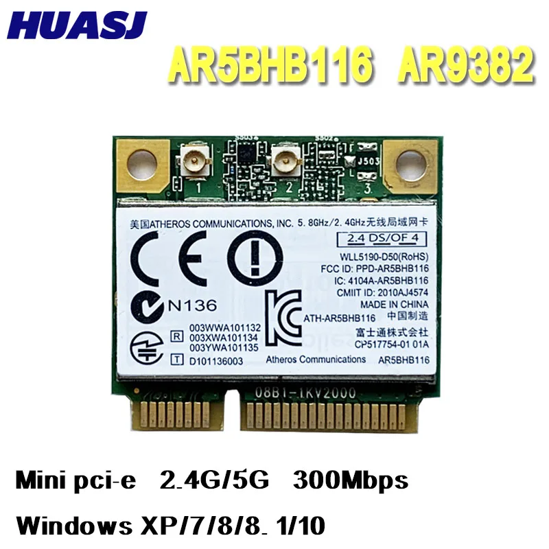 Huasj AR5BHB116 athors AR9382 300 Мбит/с 2 4 и 5G WiFi Mini PCI E беспроводная сетевая карта для Win 7/1 8/8/10 /