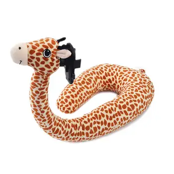 

2-in-1 Mobile Phone Holder U-shaped Pillow Animal Cute Cartoon Neck Support Pillow For Home Travel Super Soft Short Pile
