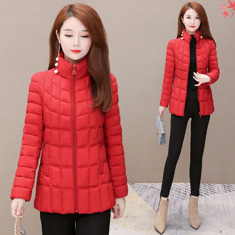 

Short Cotton-padded Clothes Women's 2019 Winter New Style Korean-style Slim Fit Slimming Fashion Elegant Stand Collar Cotton Coa