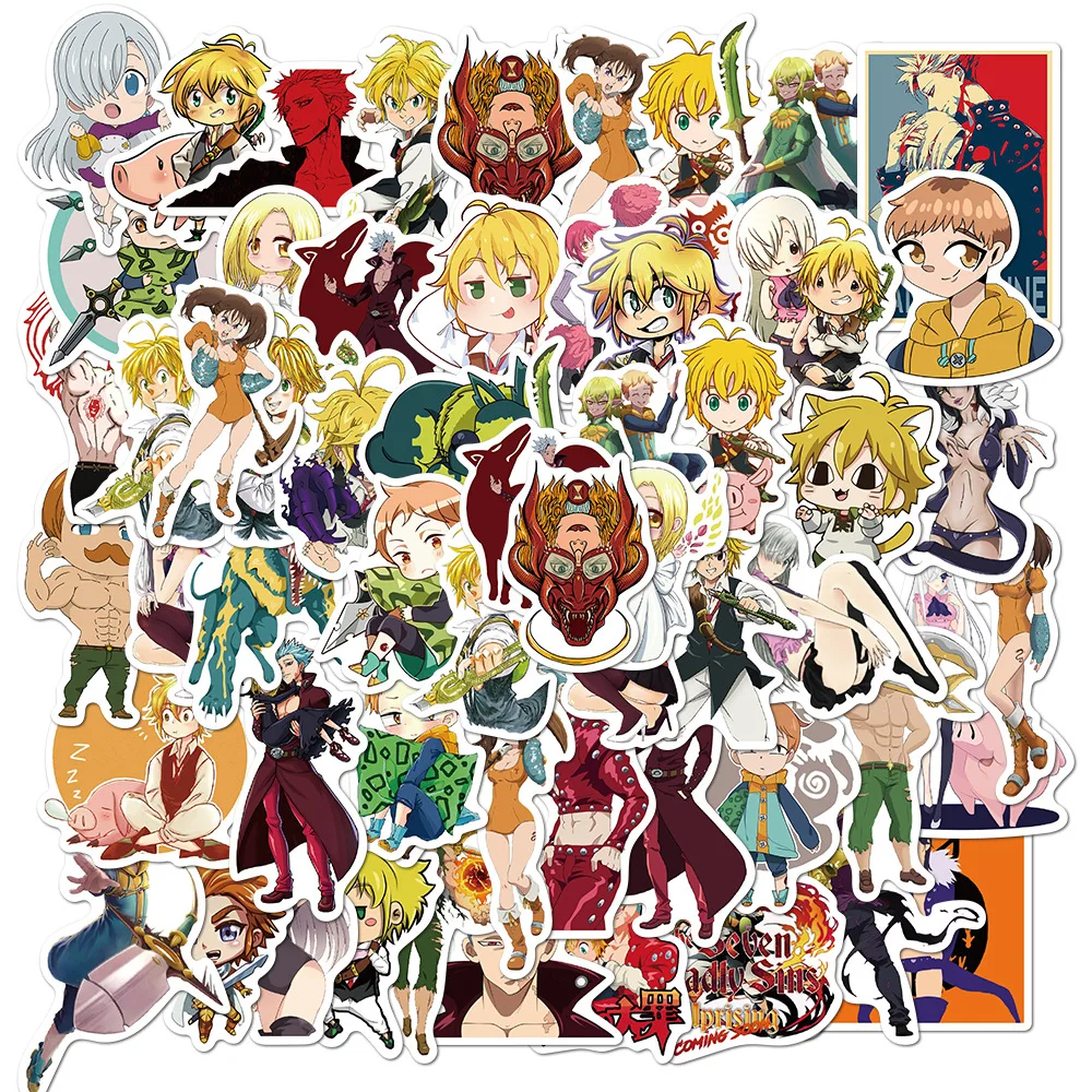 

50Pcs The Seven Deadly Sins Anime Sticker Cartoon Sticker for Skateboard Motorcycle Scrapbook Diy Toy Laptop Snowboard Luggage