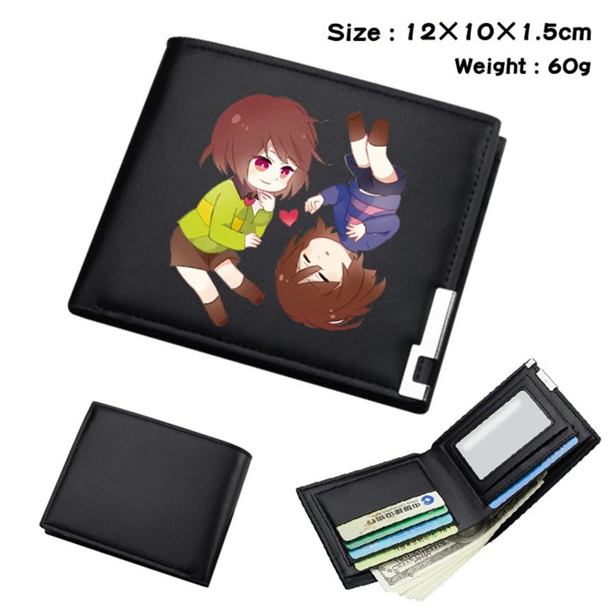 Game Undertale Sans Black PU Wallet Men's Short Bifold Photo Card Holder Boys Girls Teenager Leather Casual Purses Otaku Gifts