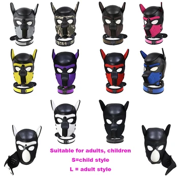 

New Fashion Dog HeadMask Christmas Role Play Puppy Cosplay Full Head with Ears Nightclub Performances Party 10 Color