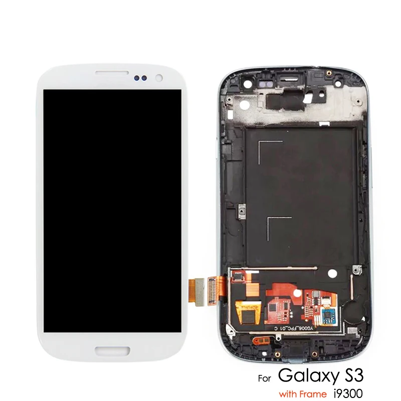 

LCD Display For Samsung Galaxy S3 I9300 I9300i I9301 I9301i I9305 Touch Screen White with Frame 4.8'' Adjust Brightness
