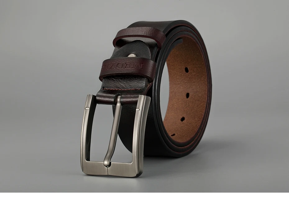 MEDYLA natural leather belt men's fashion casual business smooth belt soft leather no interlayer hard steel buckle belt for men