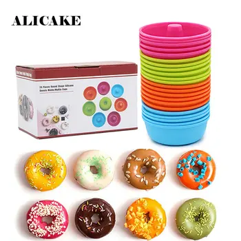 

24 Pcs/Set Silicone Muffin Cup Round Donut Mini Cake Cup Liner Reusable Non-Stick Food Grade Baking Tools Kitchen Gadget