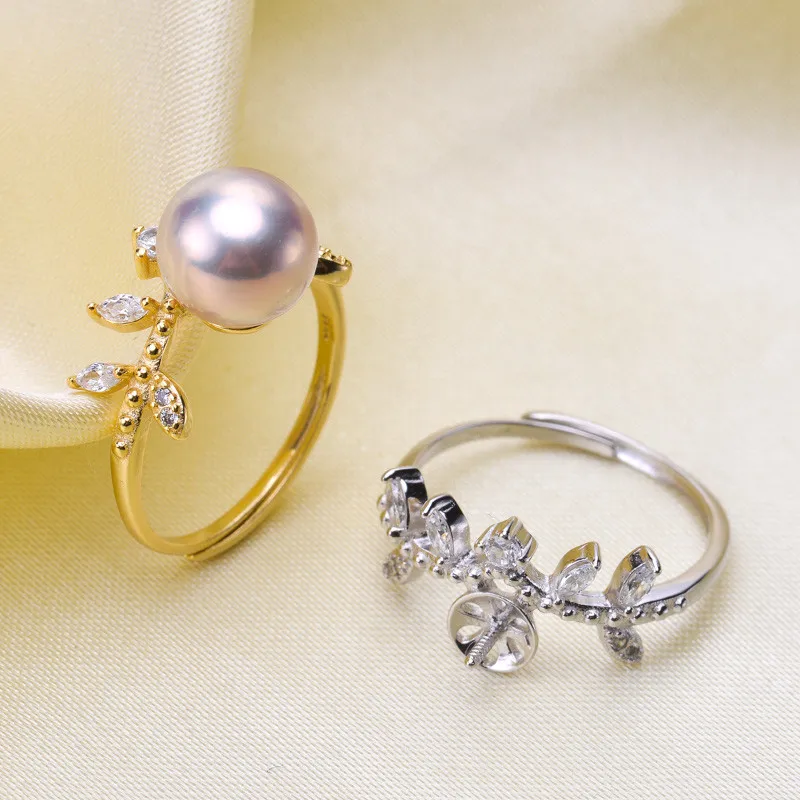 

Adjustable Ring Jewelry Parts Fittings Silver Accessories Ring Settings Findings Set Base Component Pearl Ring Women Nice Gift