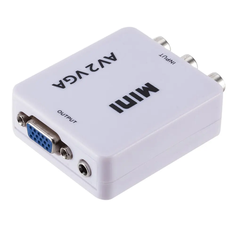 HD AV2VGA видео конвертер адаптер с 3,5 мм аудио AV RCA CVBS в VGA видео конвертер конвертор для ПК преобразователь ТВЧ-сигналов