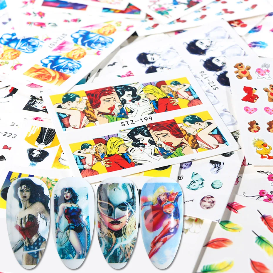 

100pcs Mixed Design Stickers Water Nail Art Sliders Set Pop Art Designs Decals Marilyn Monroe Wraps Decor Manicure JISTZ134-233