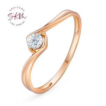 

SKM 14K 18K Rose gold rings for women vintage diamond rings trendy Engagement rings designer Anniversary Luxury Fine Jewelry