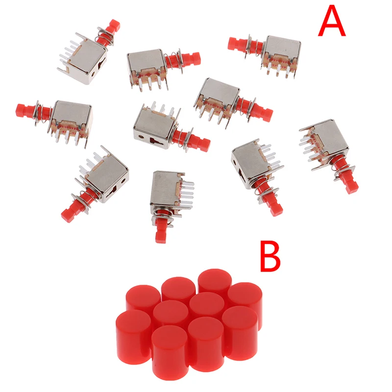 Кнопочный переключатель с защелкой под прямым углом 10 шт. PS-22F03 | Обустройство
