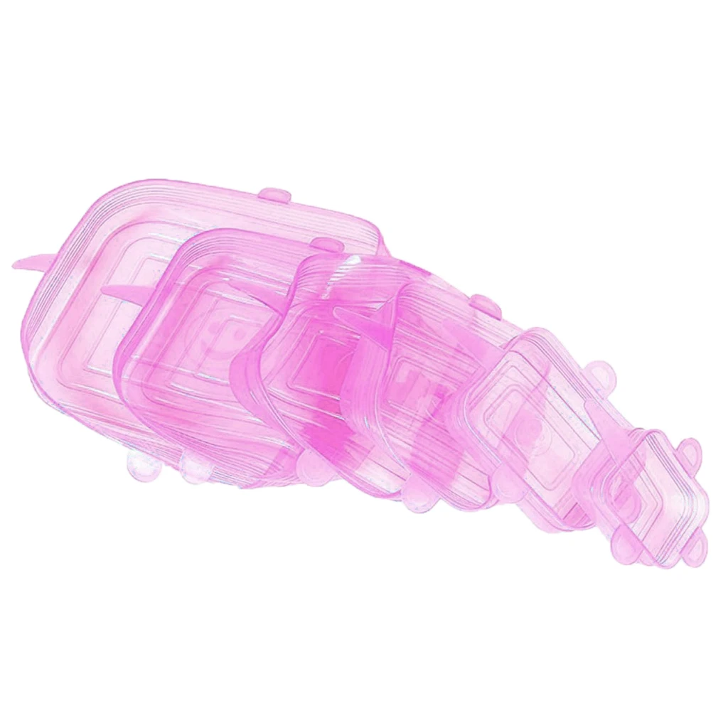 6xReusable Durable Expandable Food Covers Seal Lids Green/Rose Red/Yellow 6xReusable Durable Expandable Food Covers Seal Lids Green/Rose Red/Yellow