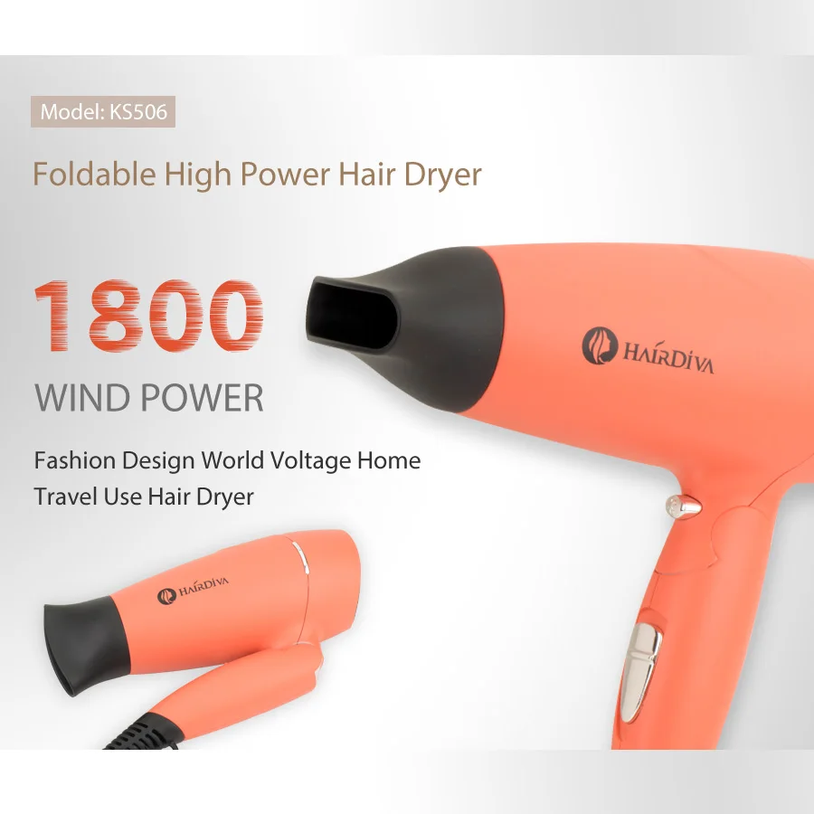 Складной фен для волос высокой мощности 1800 Вт Портативный Воздуходувка для путешествий в красном Кореле фен и объемный фен HairDiva Secador De Cabelo