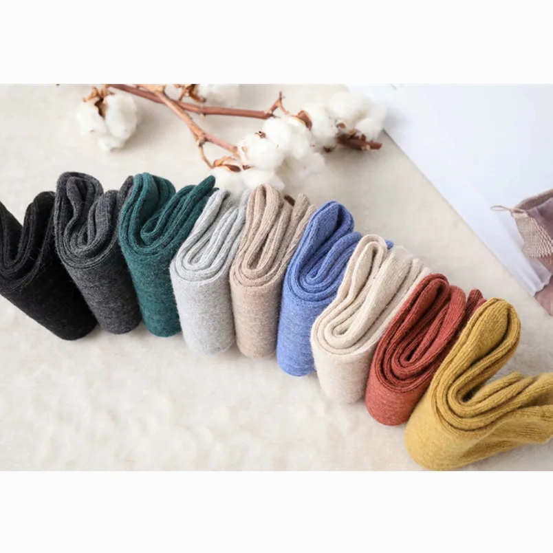 Женские носки из кроличьей шерсти; Носки ярких цветов в Вертикальную Полоску; зимние теплые толстые хлопковые носки в студенческом стиле