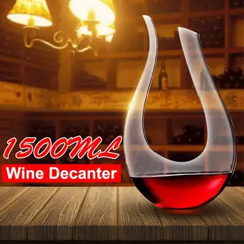 

1500ml Crystal Glass U-shaped Horn Wine Decanter Wine Pourer Red Wine Carafe Aerator Luxurious Wine Container