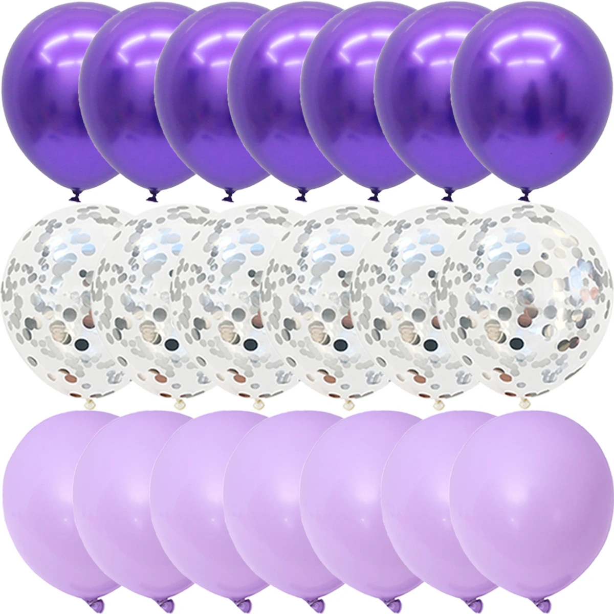 40PCS Christmas Silver White Purple Metal Latex Confetti Balloons Wedding Decorations Matte Globos Birthday Party Decorations