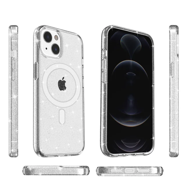 IPhone用の透明な黒い磁気ケース,16,15,14,13 pro max,12,11,13