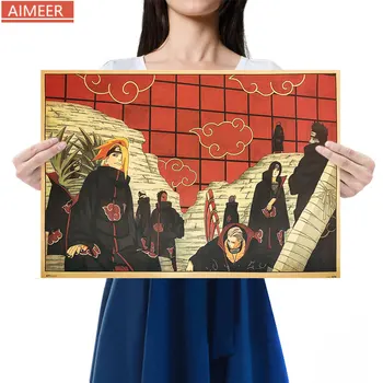 

AIMEER Sasuke Uchiha from anime Akatsuki Naruto character set retro kraft poster home supplies bar cafe decoration painting