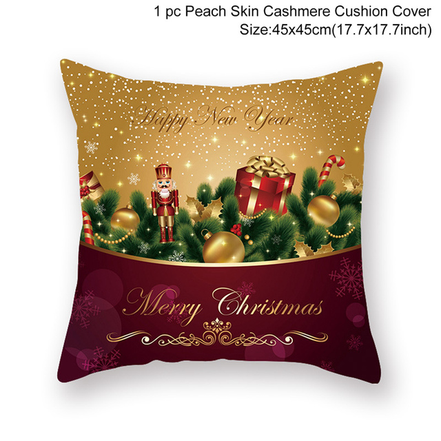 Cushion Cover Merry Christmas Decorations for Home 2021 Christmas Ornament Navidad Noel Xmas Gifts Happy New Year 2022