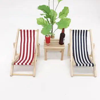 

2Pcs 1/12 Doll House Mini Simulated Folding Leisure Beach Stripe Chair Toy Model Kids Gifts