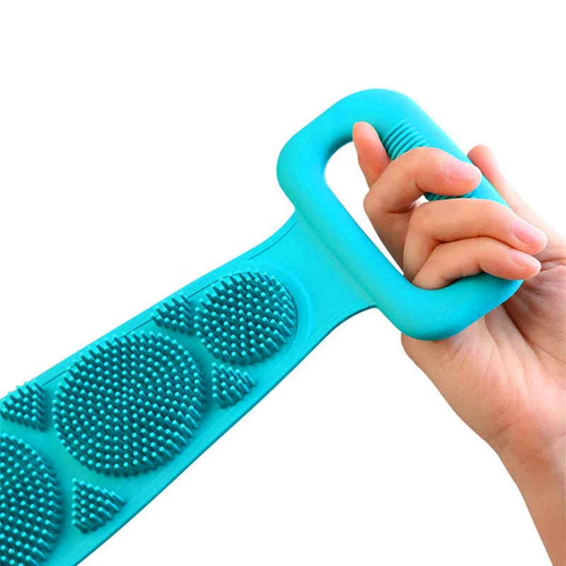 Magic silicone back scrubber: exfoliating bath towel and body brush belt for deep body cleaning during bathroom showers
