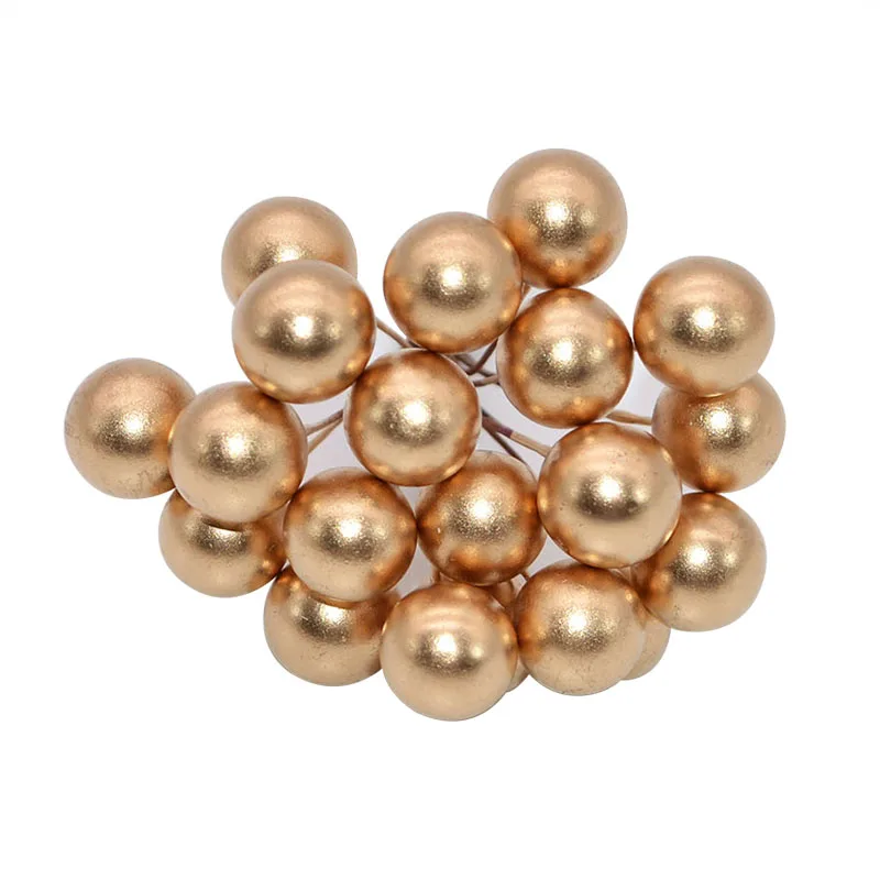 gold 50 шт. 10/12/15 мм Жемчуг Пластик Искусственные цветы с цветочным рисунком ягод вишни, фруктов, Свадебная вечеринка Декор в виде рождественского венка в форме искусственных цветов - Цвет: gold